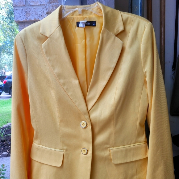 7th Ave. New York & Co, canary yellow blazer sz 10 - Picture 1 of 3